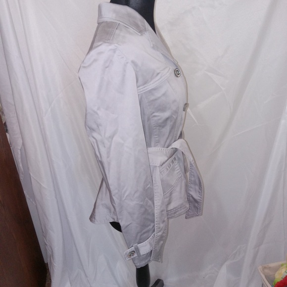 NWT White House Black Market Casual Short Chrome Color Trench Jacket Size 00 - Picture 6 of 16